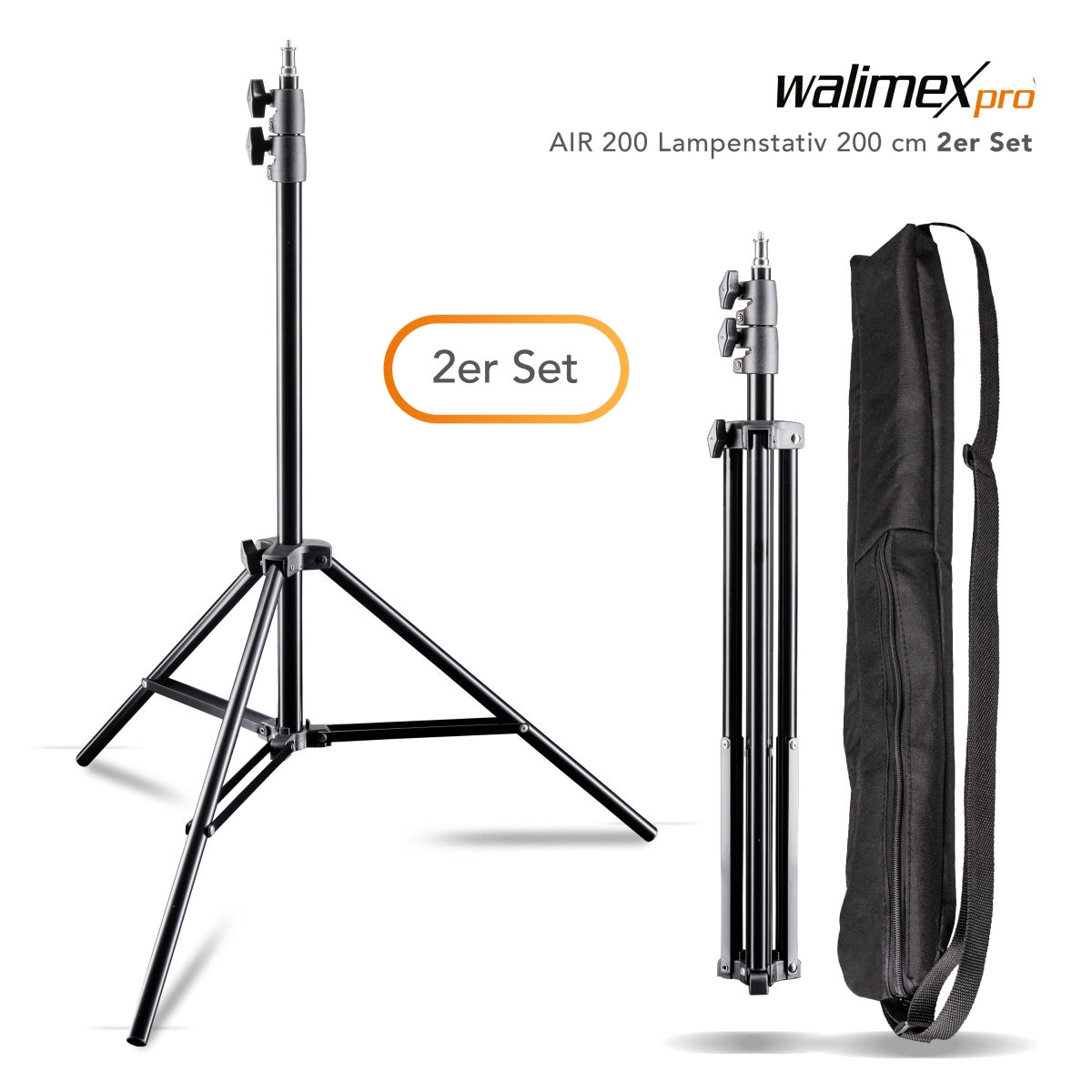 Walimex pro AIR 200 Lampenstativ 200 cm 2er Set