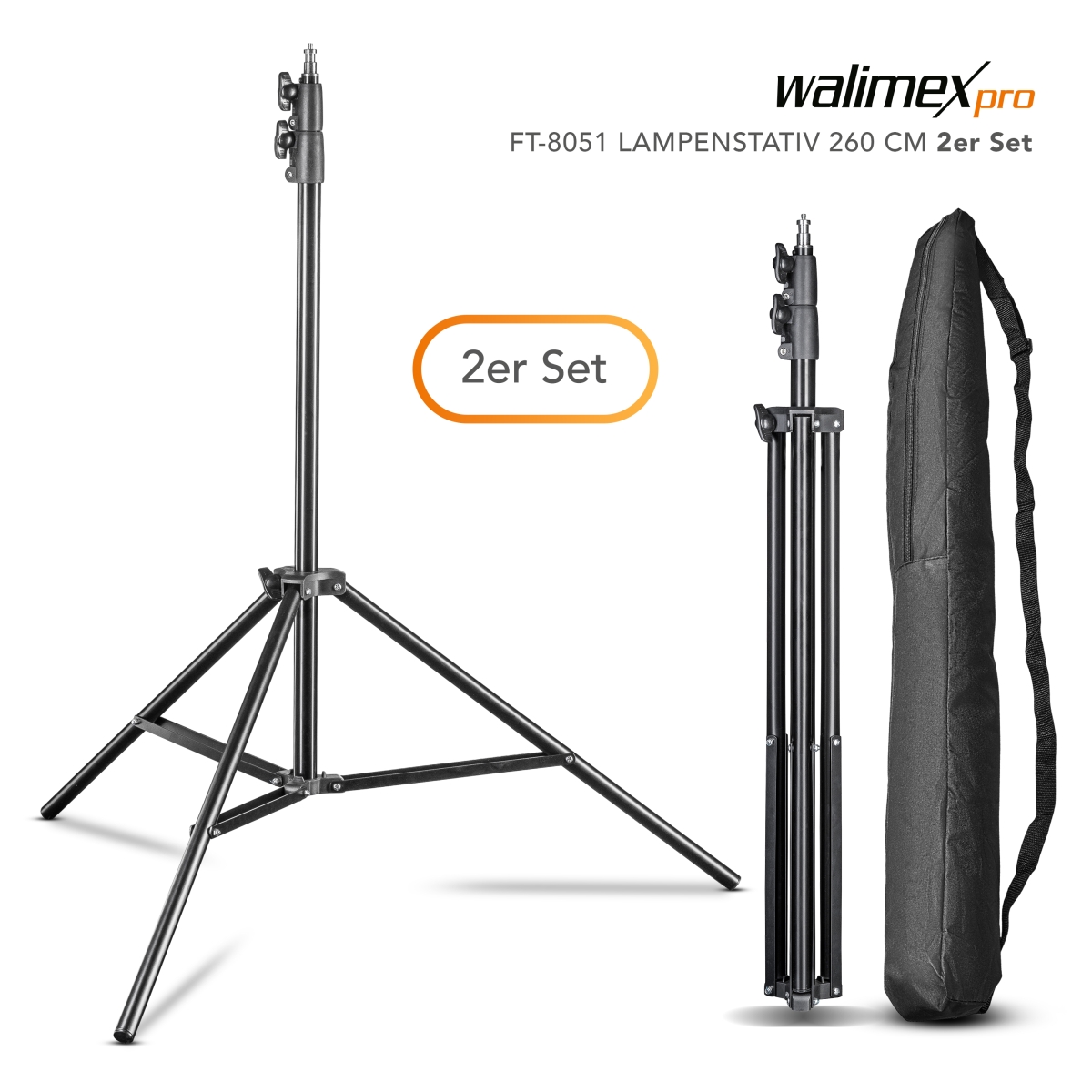 Walimex pro FT-8051 Lampenstativ 260cm 2er Set
