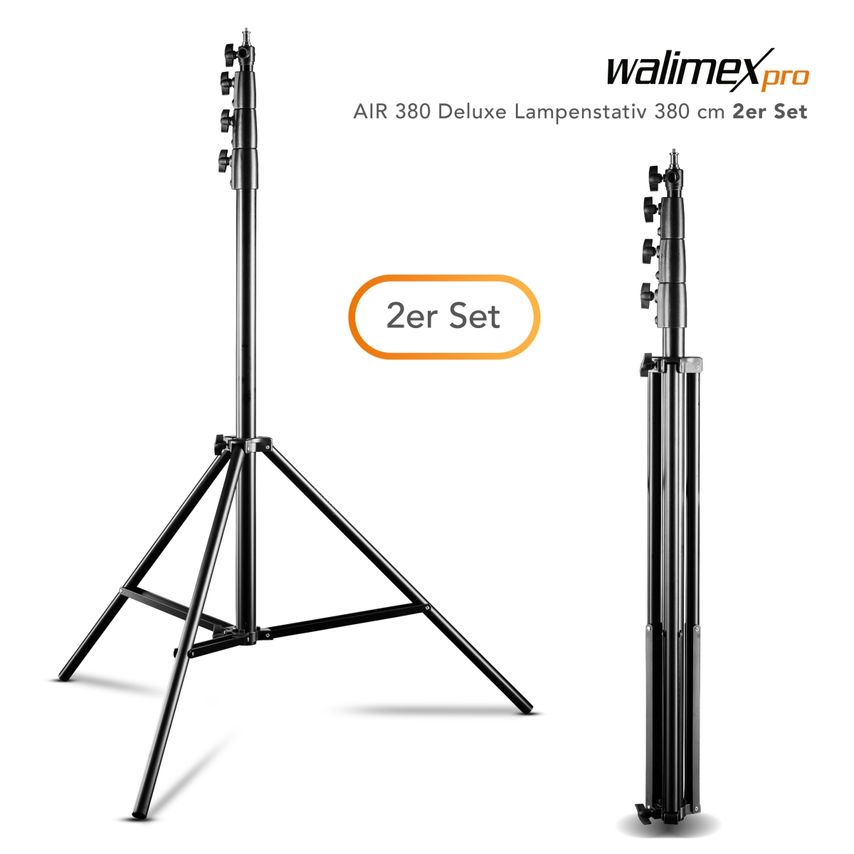 Walimex pro AIR 380 Deluxe Lampenst. 380cm 2er Set