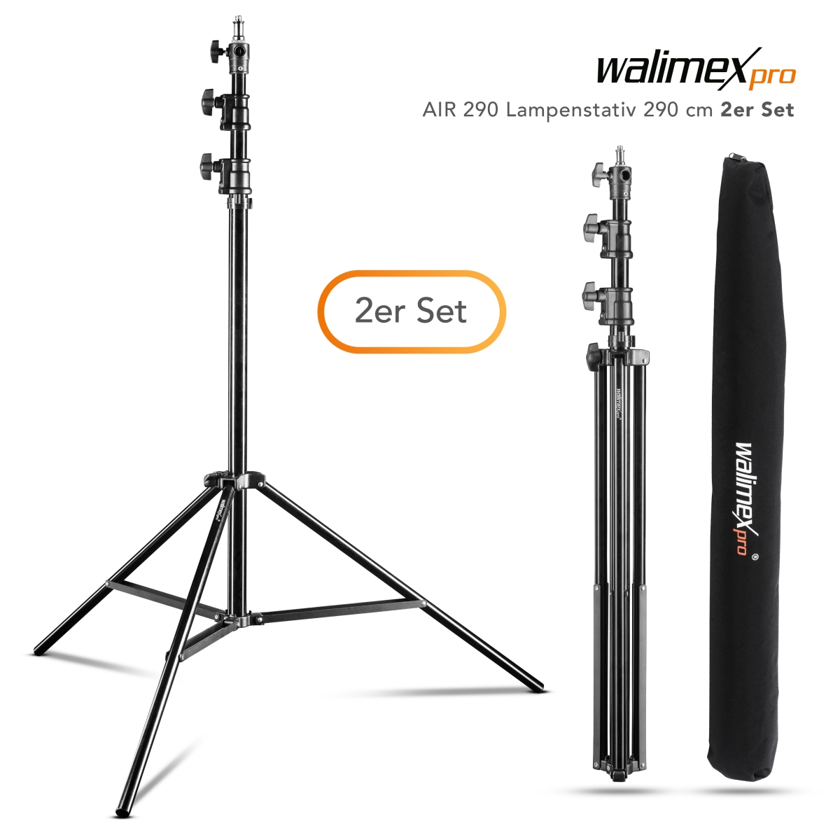 Walimex pro AIR 290 Deluxe Lampenst. 290cm 2er Set